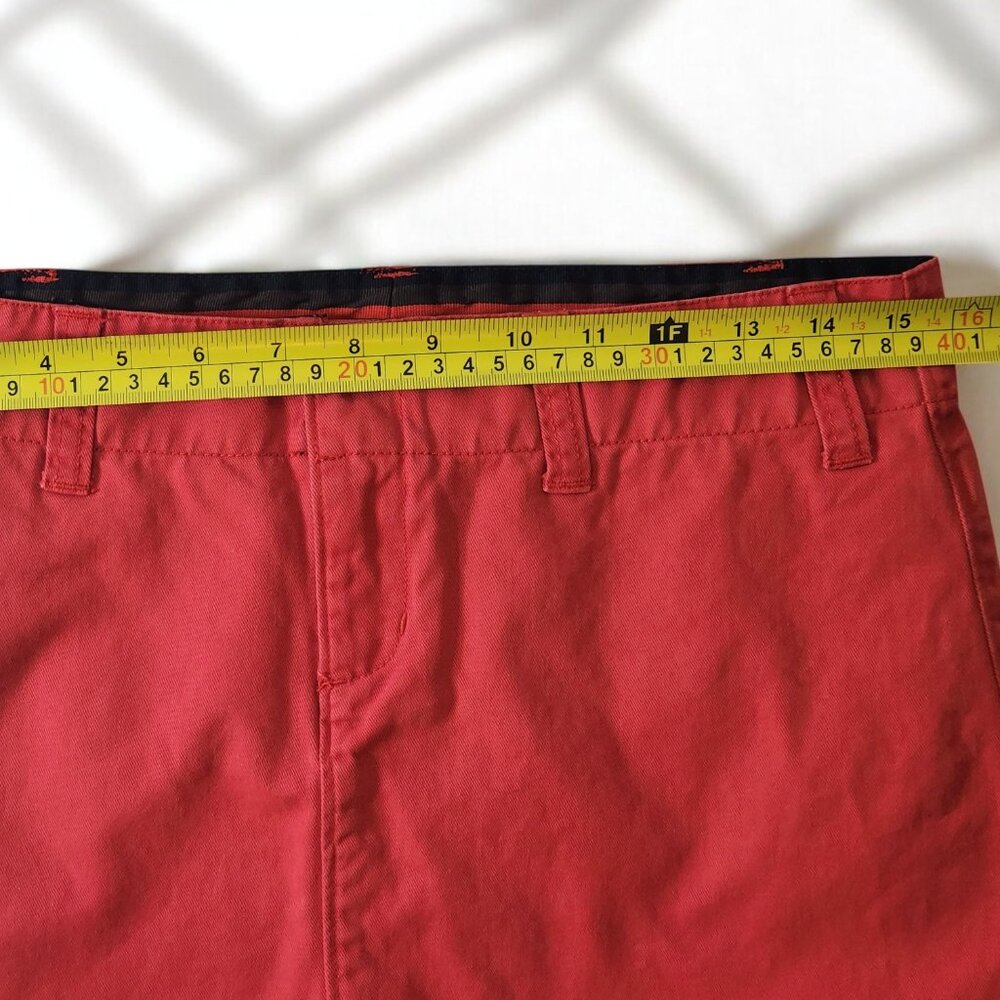 Split Red Cotton Mini Skirt | Y2K Retro Back Pocket Button Detail | Size 5 - Picture 5 of 10